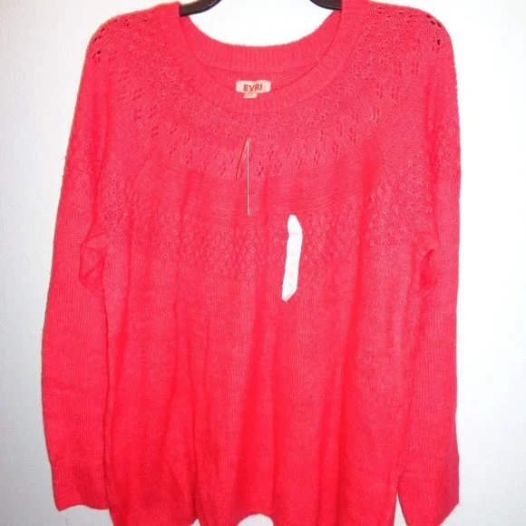 Evri Women's Plus Size Crewneck Pointelle Sweater Size 2X NWT - Picture 1 of 11